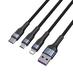 Joyroom 3in1 USB cable - USB Type C / micro USB / Lightning 66W 6A 1.2m black (S-1260G5) hind ja info | Mobiiltelefonide kaablid | kaup24.ee