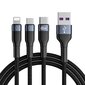 Joyroom 3in1 USB cable - USB Type C / micro USB / Lightning 66W 6A 1.2m black (S-1260G5) hind ja info | Mobiiltelefonide kaablid | kaup24.ee