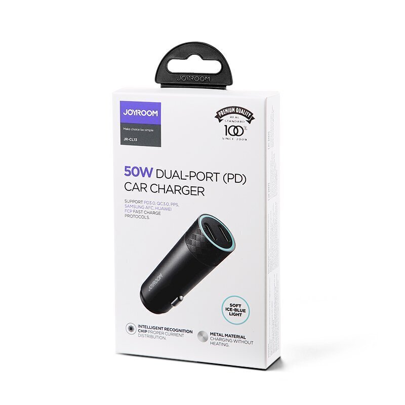 Joyroom car charger 2 x USB 50W with PD, QC, PPS gray (JR-CL13) цена и информация | Mobiiltelefonide laadijad | kaup24.ee