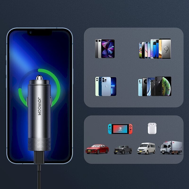 Joyroom car charger 2 x USB 50W with PD, QC, PPS gray (JR-CL13) цена и информация | Mobiiltelefonide laadijad | kaup24.ee