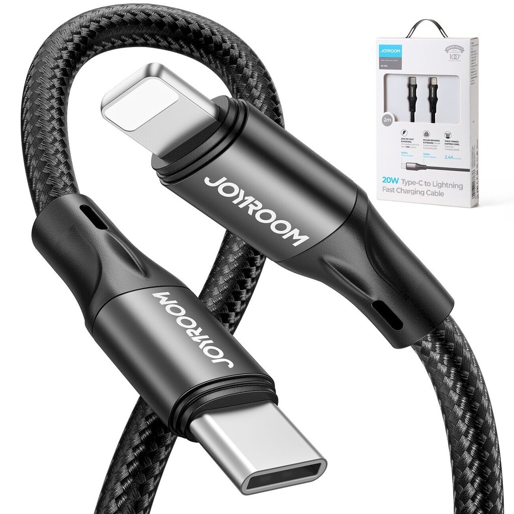 Joyroom fast charging / data cable USB Type C - Lightning PD 20W 1m black (S-1024N1-PD) hind ja info | Mobiiltelefonide kaablid | kaup24.ee