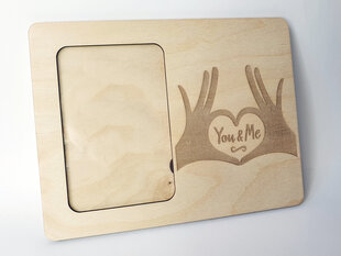 Деревянная эко фоторамка с гравировкой и надписью “You & Me” цена и информация | Рамки, фотоальбомы | kaup24.ee