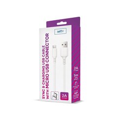 Setty cable USB - microUSB 1,0 m 2A white NEW hind ja info | Mobiiltelefonide kaablid | kaup24.ee