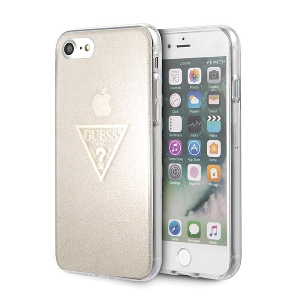 Guess case for iPhone 7 / 8 GUHCI8SGTLGO gold hard case Glitter Triangle hind ja info | Telefoni kaaned, ümbrised | kaup24.ee