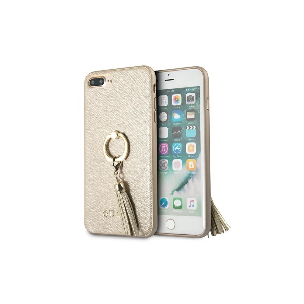 Guess case for iPhone 7 Plus / 8 Plus GUHCI8LRSSABE beige hard case Saffiano with ring stand цена и информация | Telefoni kaaned, ümbrised | kaup24.ee