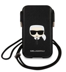 Karl Lagerfeld Head Saffiano PU Pouch S/M черный цена и информация | Чехлы для телефонов | kaup24.ee