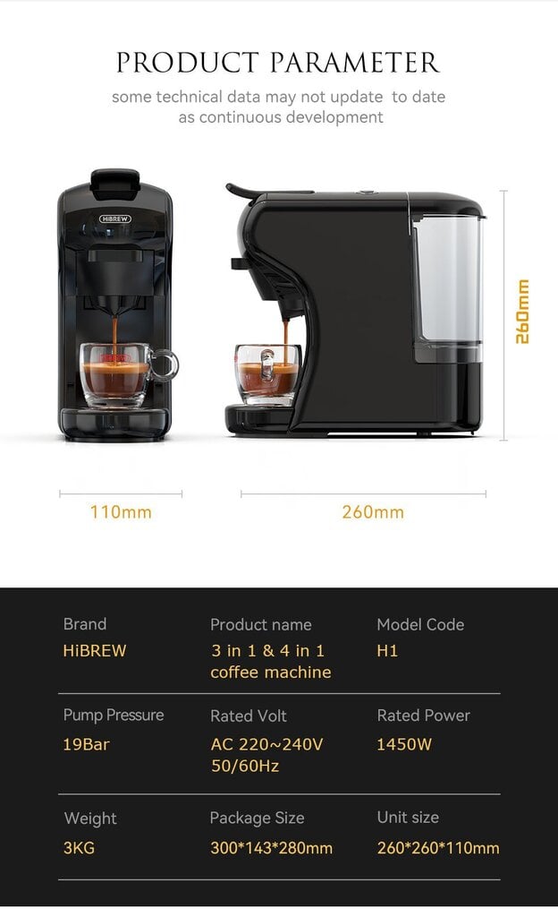 HiBrew H1A hind ja info | Kohvimasinad | kaup24.ee