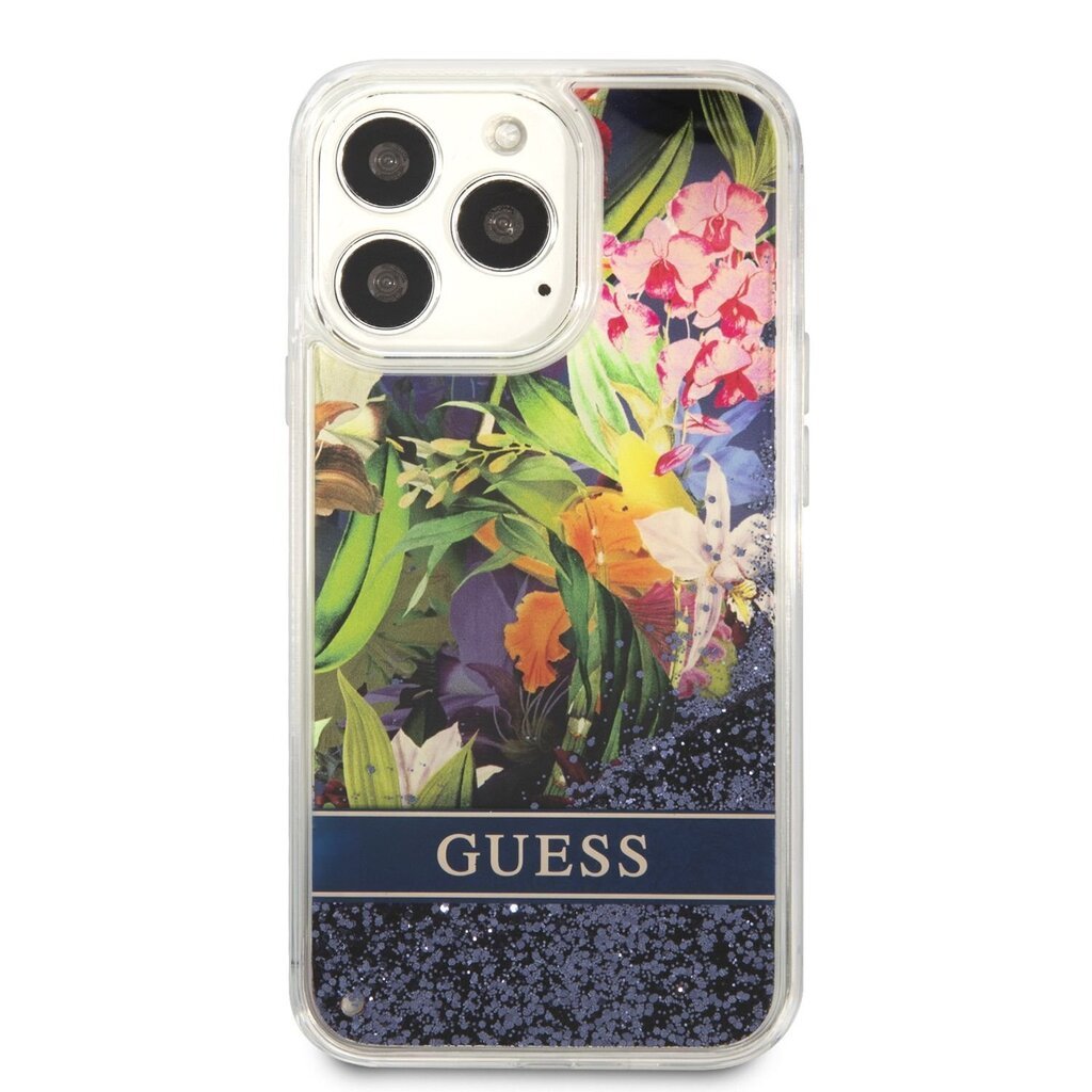 Guess Liquid Glitter Flower Case for iPhone 13 Pro Blue цена и информация | Telefoni kaaned, ümbrised | kaup24.ee