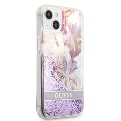 Guess Liquid Glitter Flower Case for iPhone 13 mini Purple цена и информация | Чехлы для телефонов | kaup24.ee