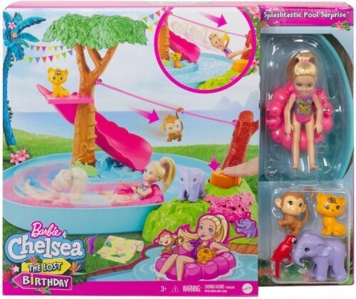 Mattel - Barbie and Chelsea The Lost Birthday Doll & Splashtastic Pool Surprise Playset цена и информация | Tüdrukute mänguasjad | kaup24.ee