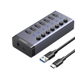 UGREEN Hub 7in1 USB-C, 7x USB-A 3.0 12V 2A (black) hind ja info | USB jagajad, adapterid | kaup24.ee