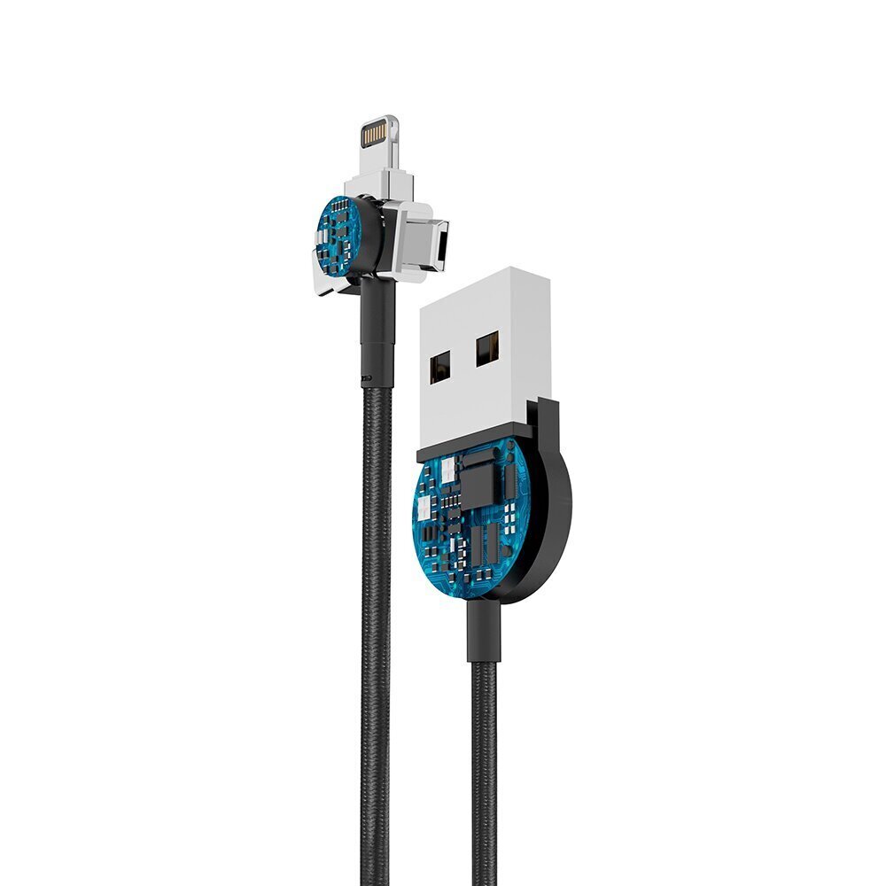 Forever Core 3in1 magnetic cable USB - Lightning + USB-C + microUSB 1,0 m 2,5A black цена и информация | Mobiiltelefonide kaablid | kaup24.ee