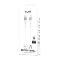 Forever Core High Power cable USB-C - Lightning 1,5 m 20W white hind ja info | Mobiiltelefonide kaablid | kaup24.ee