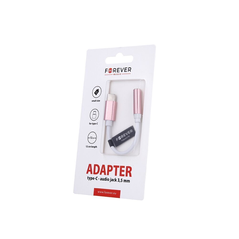 Forever adapter audio USB-C - jack 3,5mm pink цена и информация | Mobiiltelefonide kaablid | kaup24.ee