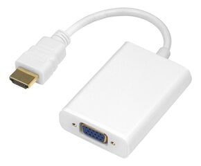 HDMI - VGA adapter Deltaco 1920x1080 60Hz, 0.2m, valge / HDMI-VGA8-K / 00100029 hind ja info | USB jagajad, adapterid | kaup24.ee