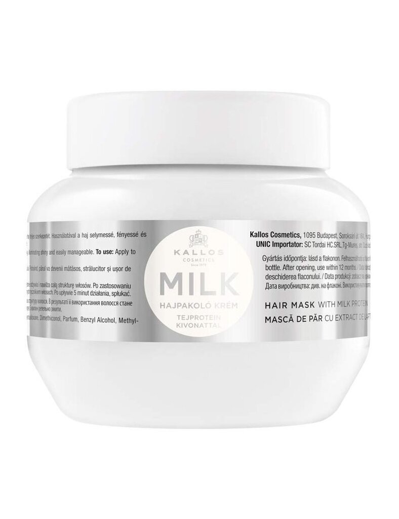 Niisutav juuksemask proteiiniga Kallos Milk 275 ml hind ja info | Maskid, õlid, seerumid | kaup24.ee