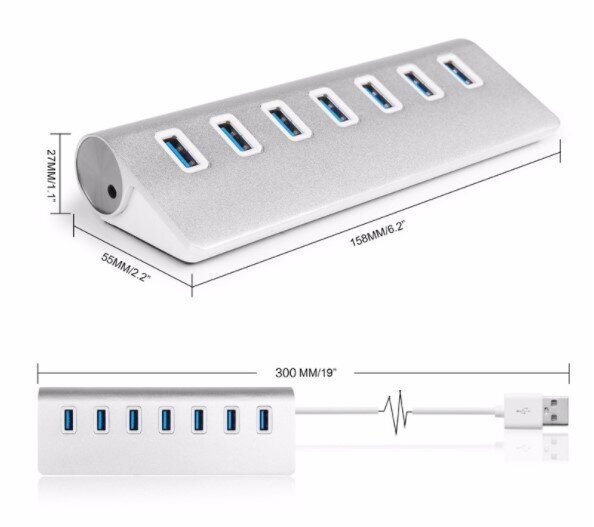 Hub 7 in 1 Splitter Port 7 x Usb 3.0 Zenwire hind ja info | USB jagajad, adapterid | kaup24.ee