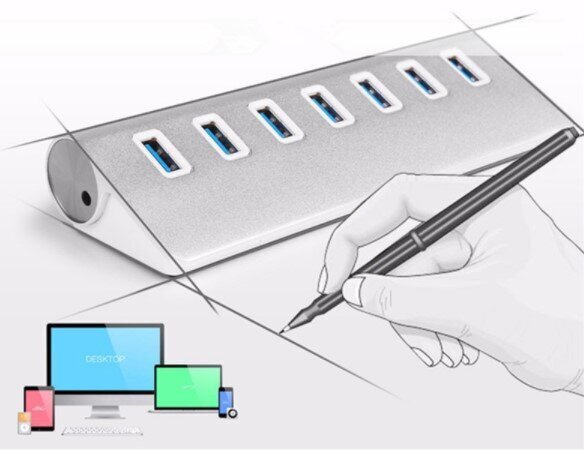 Hub 7 in 1 Splitter Port 7 x Usb 3.0 Zenwire hind ja info | USB jagajad, adapterid | kaup24.ee