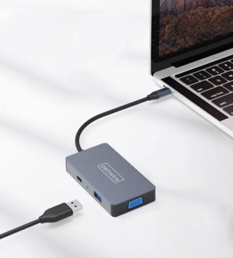 Adapter Hub 5W1 Usb-C 2 x HDMI 4K VGA USB 3.0 PD ZW Macbook Pro M1 цена и информация | USB jagajad, adapterid | kaup24.ee