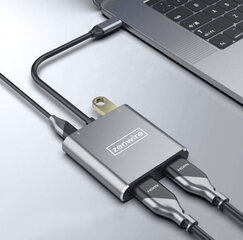 Adapter Hub Usb-C 4 in 1 2 x HDMI 4K Usb-adapter Zenwire цена и информация | Адаптеры и USB-hub | kaup24.ee