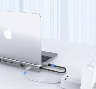 Dokijaama jaotur Usb-C 12 in 1 Ethernet RJ45 2 x HDMI 4K USB 3.0 Power Delivery SD micro SD Macbook Pro Air M1 Zenwire цена и информация | USB jagajad, adapterid | kaup24.ee