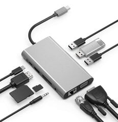 Hub Usb-C 11w1 adapter HDMI 4K VGA pesa SD RJ45 M1 Zenwire hind ja info | USB jagajad, adapterid | kaup24.ee