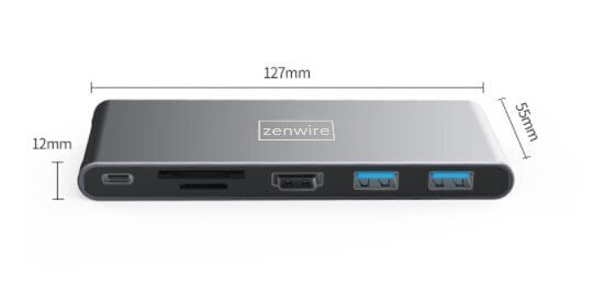 Adapter Hub Usb-C SSD korpus M2 8 in 1 HDMI 4K SD USB 3.0 PD M.2 Zenwire hind ja info | USB jagajad, adapterid | kaup24.ee