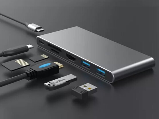 Adapter Hub Usb-C SSD korpus M2 8 in 1 HDMI 4K SD USB 3.0 PD M.2 Zenwire hind ja info | USB jagajad, adapterid | kaup24.ee