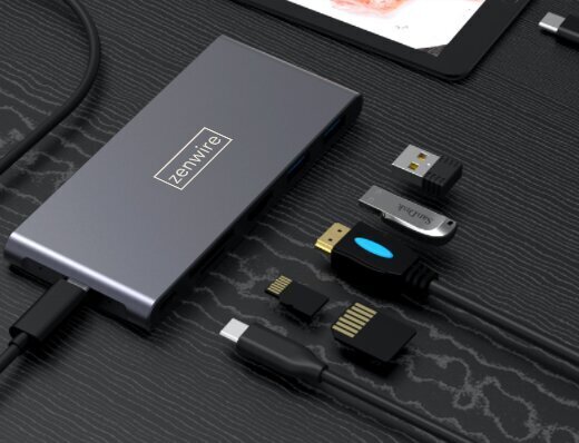 Adapter Hub Usb-C SSD korpus M2 8 in 1 HDMI 4K SD USB 3.0 PD M.2 Zenwire цена и информация | USB jagajad, adapterid | kaup24.ee