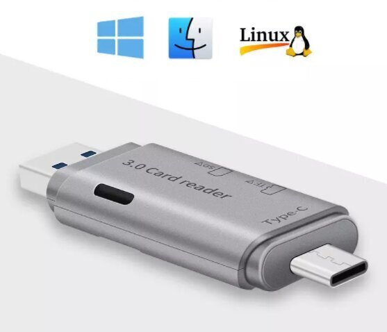 SD MicroSD TF Usb 3.0 Usb-C OTG 5Gb / s kaardilugeja цена и информация | Mobiiltelefonide mälukaardid | kaup24.ee