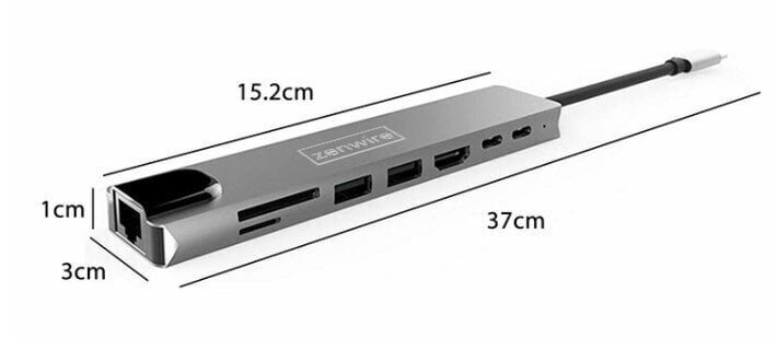 Adapter Hub 9w1 Usb-C HDMI RJ45 Ethernet SD Macbook Air Pro M1 Zenwire jaoks hind ja info | USB jagajad, adapterid | kaup24.ee