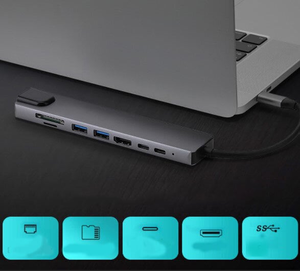 Adapter Hub 9w1 Usb-C HDMI RJ45 Ethernet SD Macbook Air Pro M1 Zenwire jaoks цена и информация | USB jagajad, adapterid | kaup24.ee