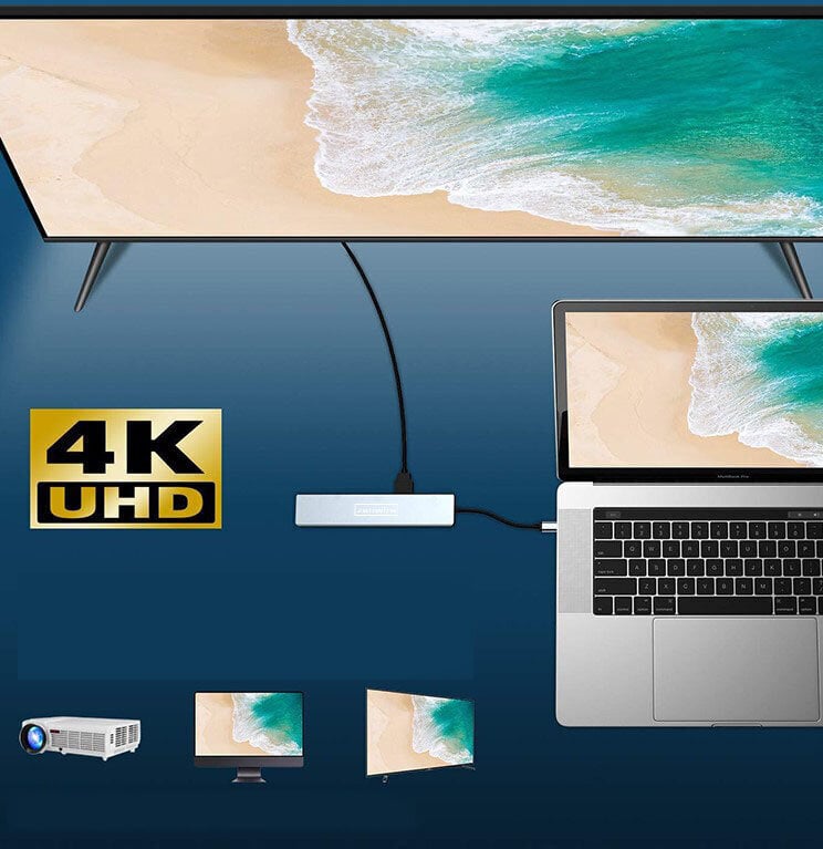 Adapter Hub 9w1 Usb-C HDMI RJ45 Ethernet SD Macbook Air Pro M1 Zenwire jaoks hind ja info | USB jagajad, adapterid | kaup24.ee