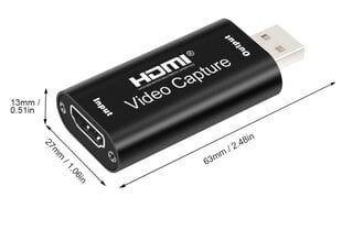 Video Grabber HDMI Usb-salvestuskaart arvutisse цена и информация | ТВ-тюнеры, FM, видеокарты | kaup24.ee