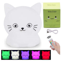 Laste öölamp Kitten Kit, silikoon, RGB värvi Zenwire цена и информация | Детские светильники | kaup24.ee