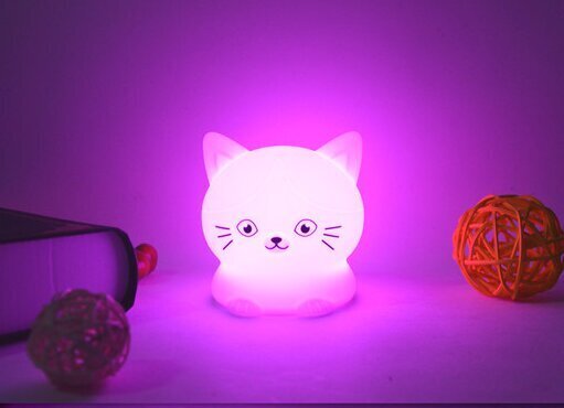 Laste öölamp Kitten Kit, silikoon, RGB värvi Zenwire цена и информация | Lastetoa valgustid | kaup24.ee