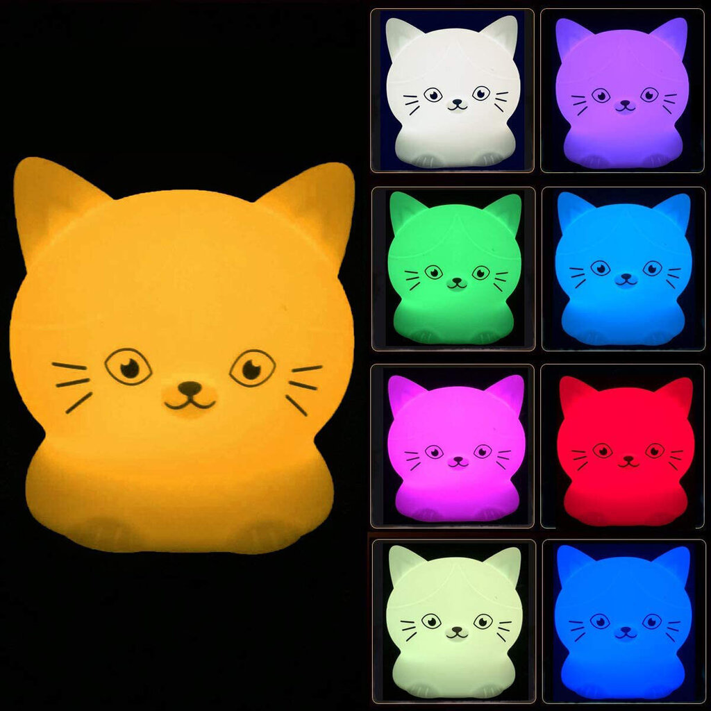 Laste öölamp Kitten Kit, silikoon, RGB värvi Zenwire hind ja info | Lastetoa valgustid | kaup24.ee