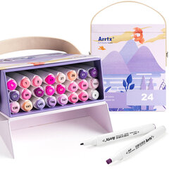 Kahepoolsed markerid-viltpliiatsid ARRTX Alp, 24 värvi, lillat tooni hind ja info | Kunstitarbed, voolimise tarvikud | kaup24.ee