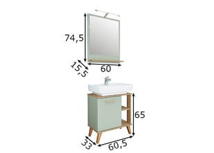 Комплект мебели для ванной с LED-светильником 963 шалфейно-зеленый / дуб цена и информация | Комплекты в ванную | kaup24.ee