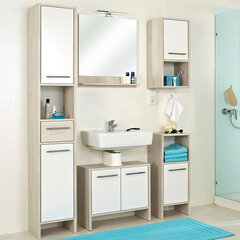 Высокий шкаф в ванную 350 белый/светло-коричневый цена и информация | Шкафчики для ванной | kaup24.ee
