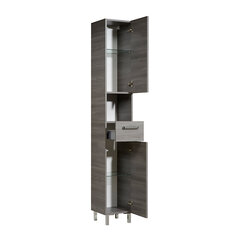Высокий шкаф в ванную 912 темно-серый цена и информация | Шкафчики для ванной | kaup24.ee