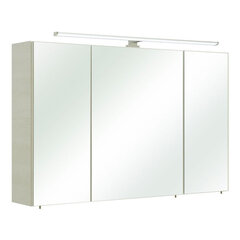 Зеркальный шкаф с LED-светильником 86 белый дуб цена и информация | Шкафчики для ванной | kaup24.ee