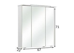 Зеркальный шкаф с LED-светильником 54-I белый глянцевый цена и информация | Шкафчики для ванной | kaup24.ee