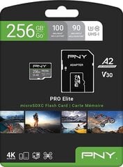 MicroSDXC PNY P-SDU256V32100PRO-GE 256GB цена и информация | Карты памяти для телефонов | kaup24.ee