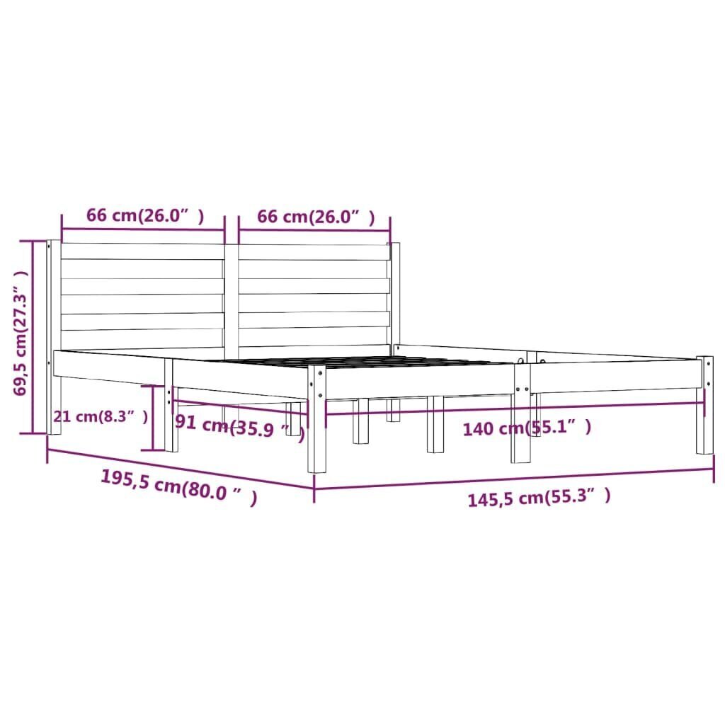 810410 vidaXL Bed Frame Solid Wood Pine 140 x 190 cm цена и информация | Voodid | kaup24.ee