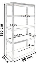 5-tasandiline riiul 180 x 90 x 40 - mahutab - 875 kg цена и информация | Полки | kaup24.ee