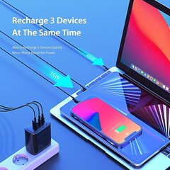 Сетевая зарядка Dux Ducis C110 2xPD + Quick Charge 3.0, чёрная цена и информация | Зарядные устройства для телефонов | kaup24.ee