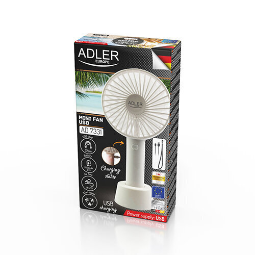 Käsiventilaator Adler AD 7331w Mini USB hind ja info | Ventilaatorid | kaup24.ee