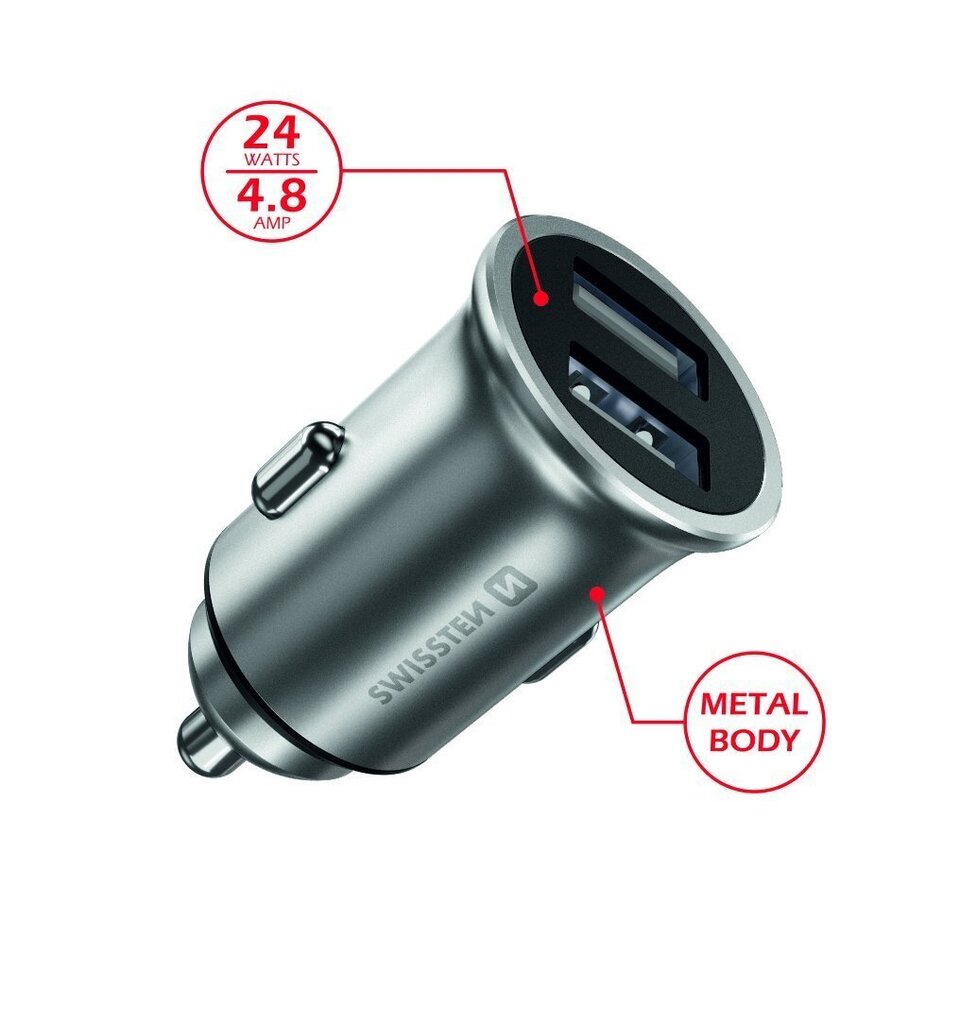 Swissten Eco Friendly Metal Premium 2 x USB 4.8A цена и информация | Mobiiltelefonide laadijad | kaup24.ee