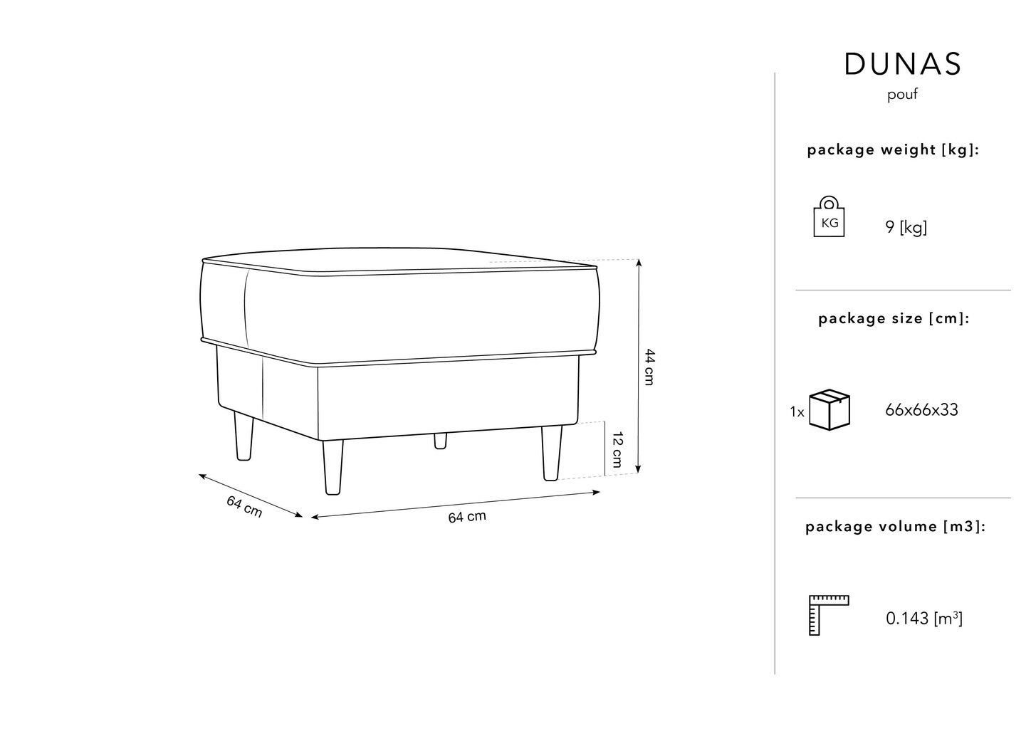 Tumba Micadoni Home Dunas, tumesinine/must hind ja info | Kott-toolid, tumbad, järid | kaup24.ee